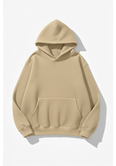 Uyguntarz Unisex Yumuşak Dokulu 3 İplik Cream Oversize Sweatshirt Bej
