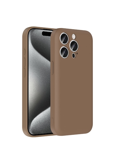 Apple Uyumlu iPhone 15 Pro Max Kılıf Kamera Korumalı Kartlık Hazneli Zore Vitra Kapak Kahverengi