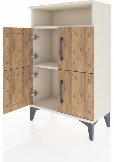 Arges Komodin Tek Raflı 4 Kapaklı 60x30x96 Aytaşı-çam Aytaşı