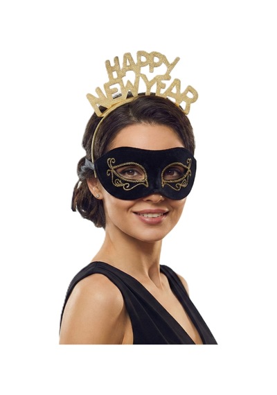 Bezos Happy New Year Yazılı Yılbaşı Saç Bandı Parti Aksesuarı Yeni Yıl Taç Bandı Rengaren Diğer