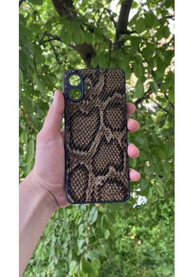 Samsung Uyumlu Galaxy A07 Yılan Desenli Kabartma Dokulu Kılıf Kahverengi