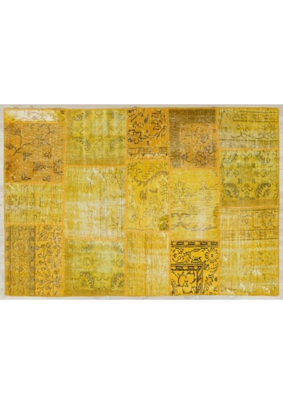Sarı Rengiyle Evinizi Süsleyen Patcwork Halı 120 X 180 Model : 5224