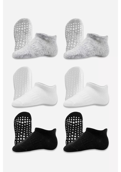 6'lı Sneakers Kaymaz Penye Çorap Bs20102 Gri Beyaz Siyah Renkli Çok Renkli