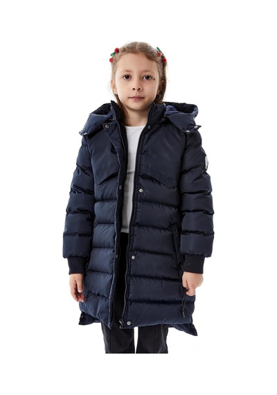 Kız Çocuk Kapüşonlu Kışlık Şişme Mont 51356 Lacivert