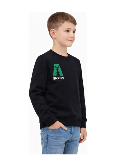 Baglan Erkek Çocuk Önü Baskılı Sweatshirt Bgl-st05234 Siyah