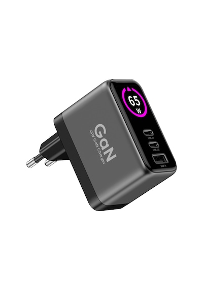 Xenon Smart Hızlı Şarj Adaptörü 65w, Gan, 2x Usb-c Ve 1 Usb-a Çıkışlı, Pd Pps, Dijital Güç Ekranlı X6414