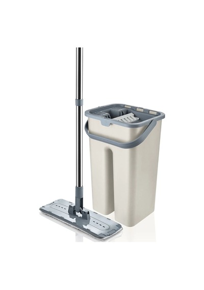 Ev Tipi Düz Mop Seti Temizlik Aracı Mop Kova Portatif Tasarım Yer Kaplamaz Yapı