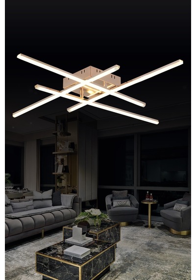Pl 06 4 Model Gold 3 Renkli Salon Ve Oturma Odası İçin İdeal Alüminyum Avize, 10x55 Gold