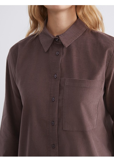 Lcw Modest Bordo Kadife Kadın Gömlek Tunik