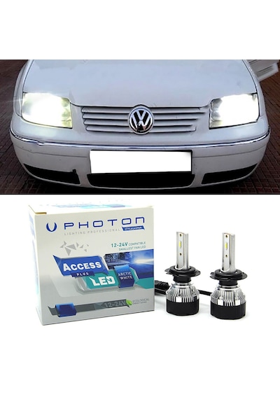 Vw Bora Led Xenon Uzun + Kısa Far Ampulü H4 Access Yeni Seri Beyaz