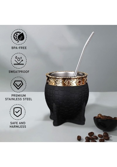 Tr Premium Yerba Mate Bardağı Seti - Paslanmaz Çelik Çift Duvarlı Termos Bombilla Pipet Ve Temizleme Fırçası - Diğer