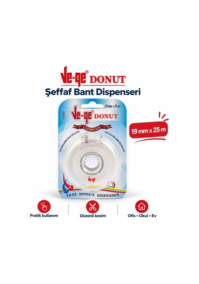Donut Şeffaf Bant Dispenseri 19 Mm X 25 M 1