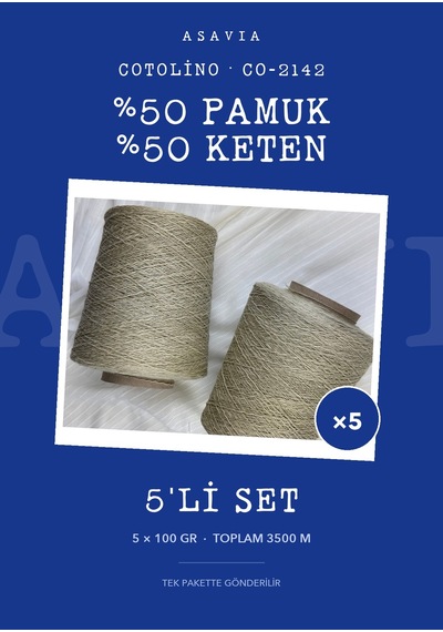 Lana Gatto Cotolino Örgü İpi 5'li Set 5 X 100 Gr %50 Pamuk %50 Keten Co-2142