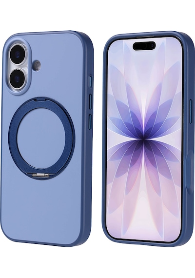 Apple Uyumlu iPhone 17 Kılıf M-safe Şarj Özellikli Standlı Zore Proton Silikon Kapak Lacivert
