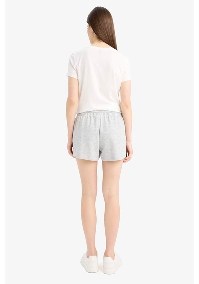 DeFacto Regular Fit Beli Bağcıklı Normal Bel Düz Paça Şort C7600AX25SMGR93 Gri