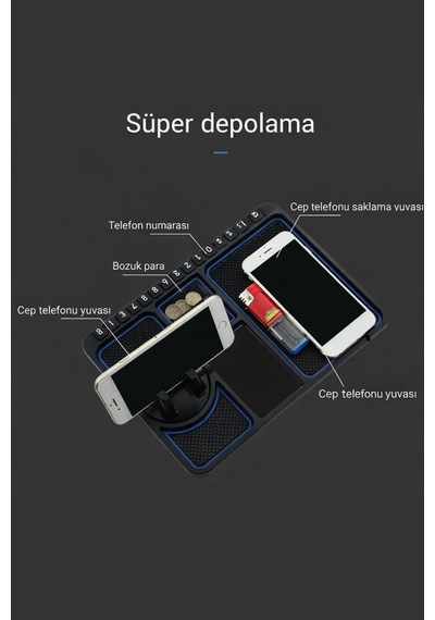 Araç İçi Kaymaz Telefon Tutucu Mat Torpido Organizer Kaydırmaz Silikon Dashboard Standı