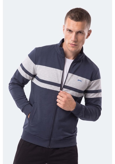 Slazenger Rıder Erkek Dik Yaka Fermuarlı Lacivert Sweatshırt