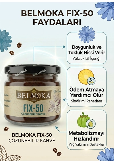 Belmoka Fıx-50 Bromelain ve Garcinia Katkılı Hindiba Kahvesi 120 G