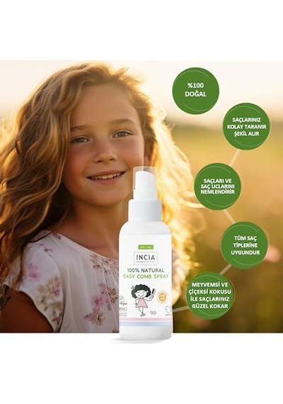%100 Doğal Kolay Tarama Spreyi Çocuklar İçin Nemlendirici Parlaklaklaştırıcı Anti Klit 100 Ml Açık
