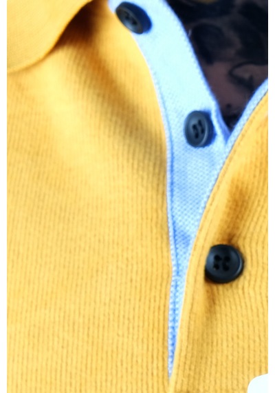 Mode Xl Büyük Beden Erkek Nakışlı Selanik Polo Sweatshirt 20440 Hardal Hardal
