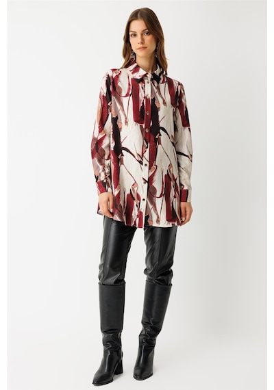 Esswaap Desenli Tunik Bordo Bordo