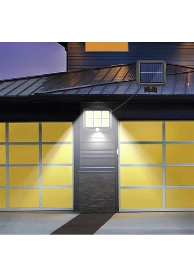 3 Modlu 120 Cob Led Kumandalı Solar Panel Güneş Enerjili Duvar Lambası Bahçe Lambası Çok Renkli