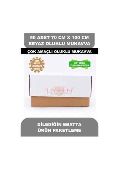 50 Adet 70cm X 100cm Baskısız Beyaz Oluklu Mukavva, Çocuk Etkinlik Kartonu, Maket Kartonu, Kargo Kartonu