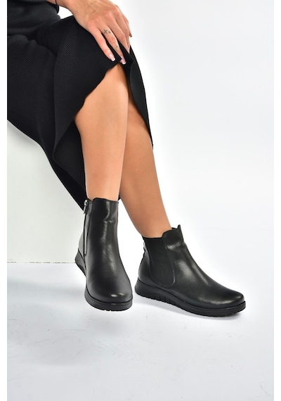 Fox Shoes V324501103 Siyah Hakiki Deri Kadın Bot Siyah-hakiki Deri