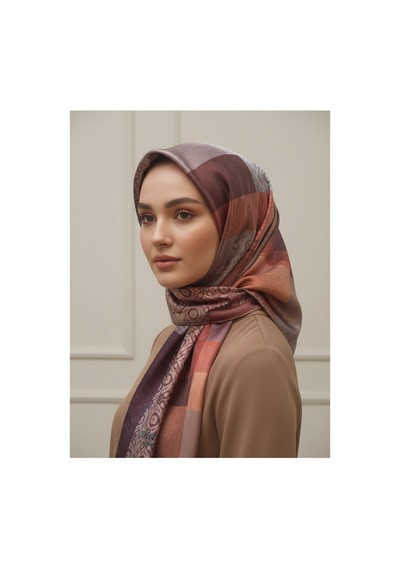 Trend Dijital Baskı Batik Dikdörtgen Desenli Royan Eşarp Desen 4 Renk 8 Çok Renkli
