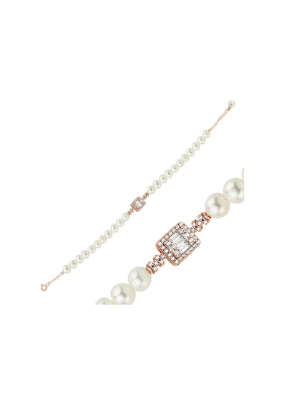 6,5 Mm Baget Doğal İncili Bileklik 22 Cm / Rose Rose Pembe Altın