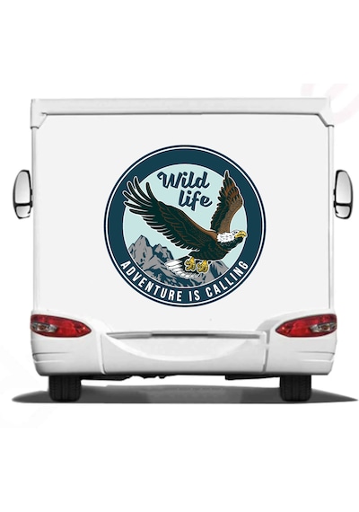 Kartal Vahşi Hayat Adventure Sticker - 4x4 Off Road Kamp Doğa Sticker- Araba Oto Cam Karavan Motosiklet Sticker - 02022 20x20 Cm