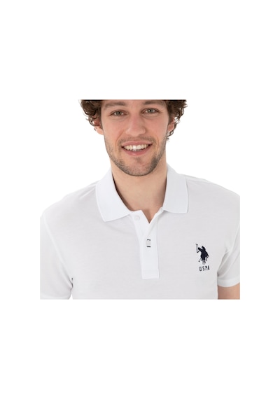 U.S. Polo Assn. Erkek Slim Fit Polo Yaka Basic Tişört Beyaz