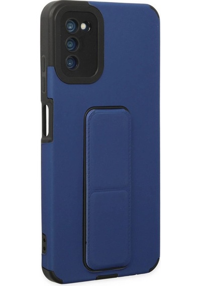 Samsung Galaxy Uyumlu, A03s Kılıf Mega Standlı Silikon - Mavi