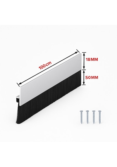 Ayrıntıshop Alüminyum Kapı Altı Fırça Fitil 100 Cm Kapı Altı Kıl Fırça Süpürgesi 5