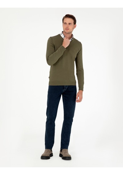 Pierre Cardin Erkek Koyu Haki Kazak /triko 50296583-vr111 Koyu Haki