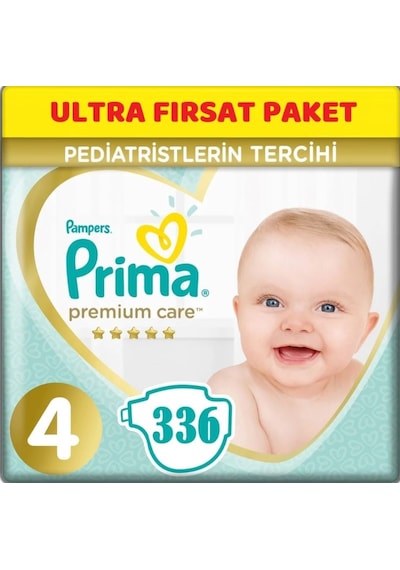 Prima Bebek Bezi Premium Care 4 Numara Ultra Fırsat Paket 336 Adet