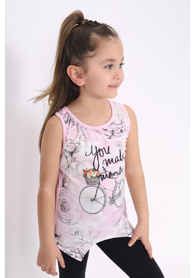 Toontoy Kids Toontoy Kız Çocuk Bisiklet Baskılı Atlet Pembe