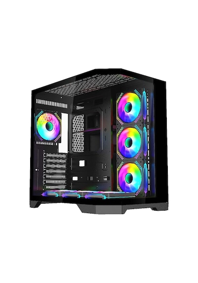 F-7 Edge 7x Argb Pwm Fan Siyah Atx Akvaryum Gaming Kasa Oyuncu Kasası