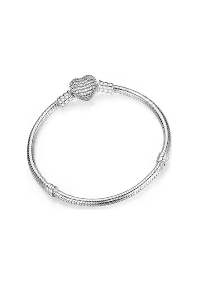 Bileklik 925 Ayar Charm Uyumlu Pave Taşlı Kalp Gümüş Sevgililer Günü Hediye