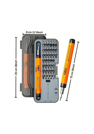 Tk-s001 Mini Şarjlı Tornavida Seti 600mah Type-c, 28 Parça Manyetik Hassas Uçlu Profesyonel Set