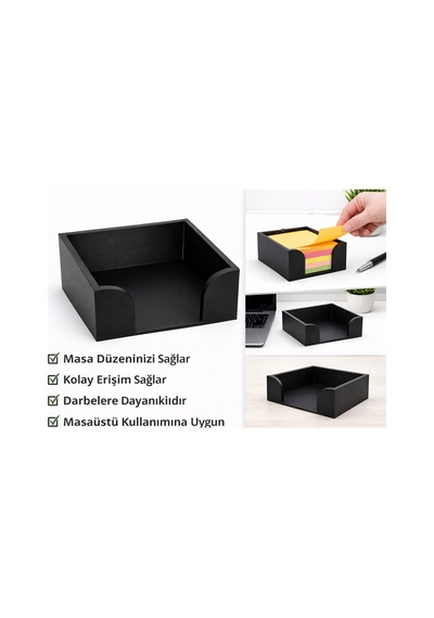 Sade Tasarım Not Kağıdı Standı Masaüstü Küp Notluk Tutucu Sert Plastik Not Organizer Ofis & Masa Çok Renkli