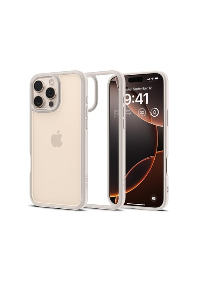 İphone 16 Pro İle Uyumlu Kılıf Ultra Hybrid Natural Titanium - Acs08127