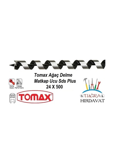 Tomax Sds Plus Ağaç Delme Ahşap Delme Matkap Ucu 24x500