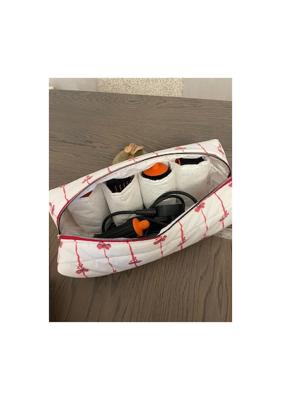 Airwrap Ve Tüm Saç Şekillendiriciler İçin Uygun Bölmeli Düzenleyici Çanta Beyaz