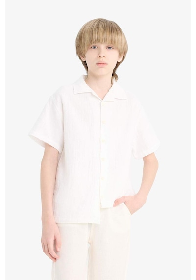 DeFacto Erkek Çocuk Oversize Geniş Kalıp Polo Yaka Müslin Kısa Kollu Gömlek W3239A625HSWT34