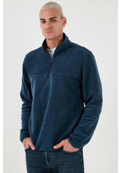 Buratti Regular Fit Anti-Pilling Tüylenme Yapmayan Dik Yaka Kalın Kışlık Şardonlu Erkek Polar 5896700 Indigo