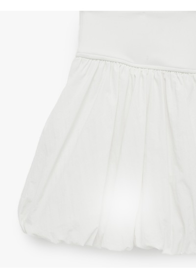 Koton Yüksek Bel Crinkle Paraşüt Kumaş Mini Spor Şort Etek Ekru 6sak40024nw