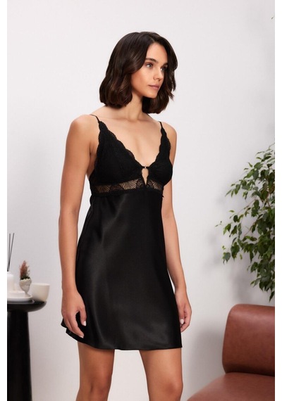 Pierre Cardin 6'lı Siyah Uzun Gecelik Sabahlık Set 6035 Siyah