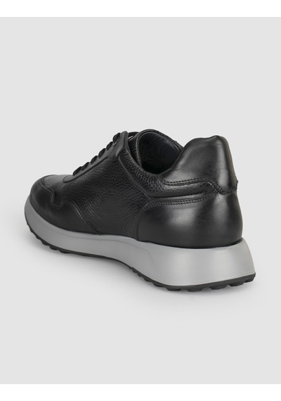 Cabani Siyah Erkek Hakiki Deri Sneaker Ayakkabı