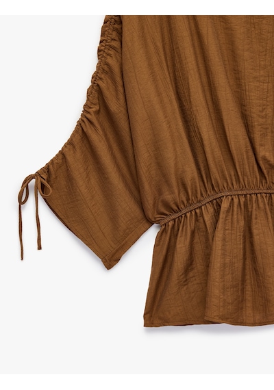 Koton Viskon Kumaş Loose Fit Yuvarlak Yaka Büzgülü Bluz Kahverengi 6sak60416pw Kahve Koton Viskon Kumaş Loose Fit Yuvarlak Yaka Büzgülü Bluz Kahverengi 6sak60416pw Kahve